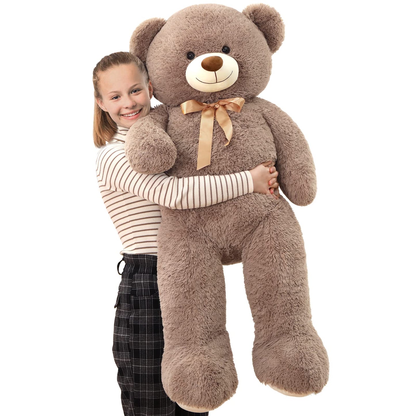 Tezituor 59" Gaint Teddy Bear Stuffed Animal,5ft Life Size Big Teddy Bears,Light Brown Cute Soft Plush Toy,Gifts for Kids Girls Boys Girlfriend Valentine,Christmas,Birthday,Baby Shower,Wedding Party