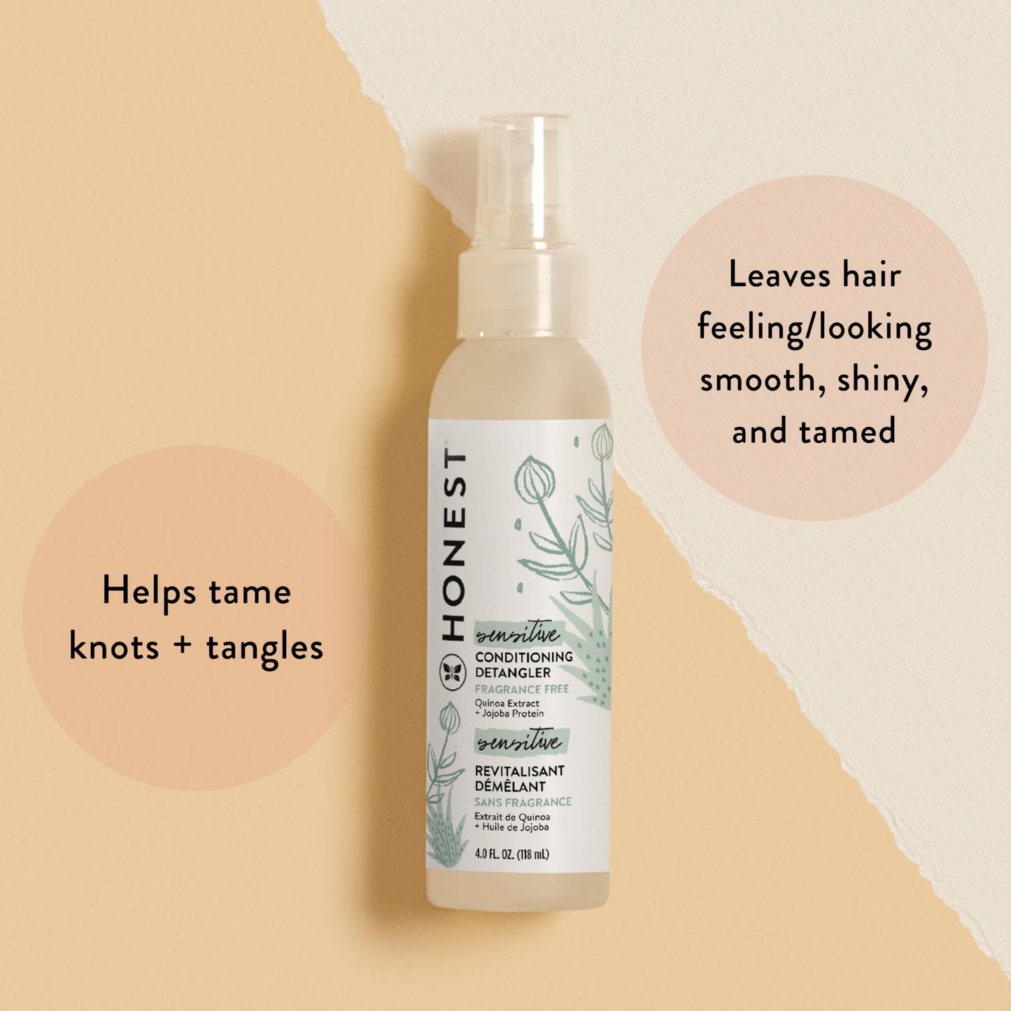 The Honest Company Conditioning Hair Detangler | Leave-in Conditioner + Fortifying Spray | Tear-free, Cruelty-Free, Hypoallergenic | Citrus Vanilla Refresh, 4 fl oz