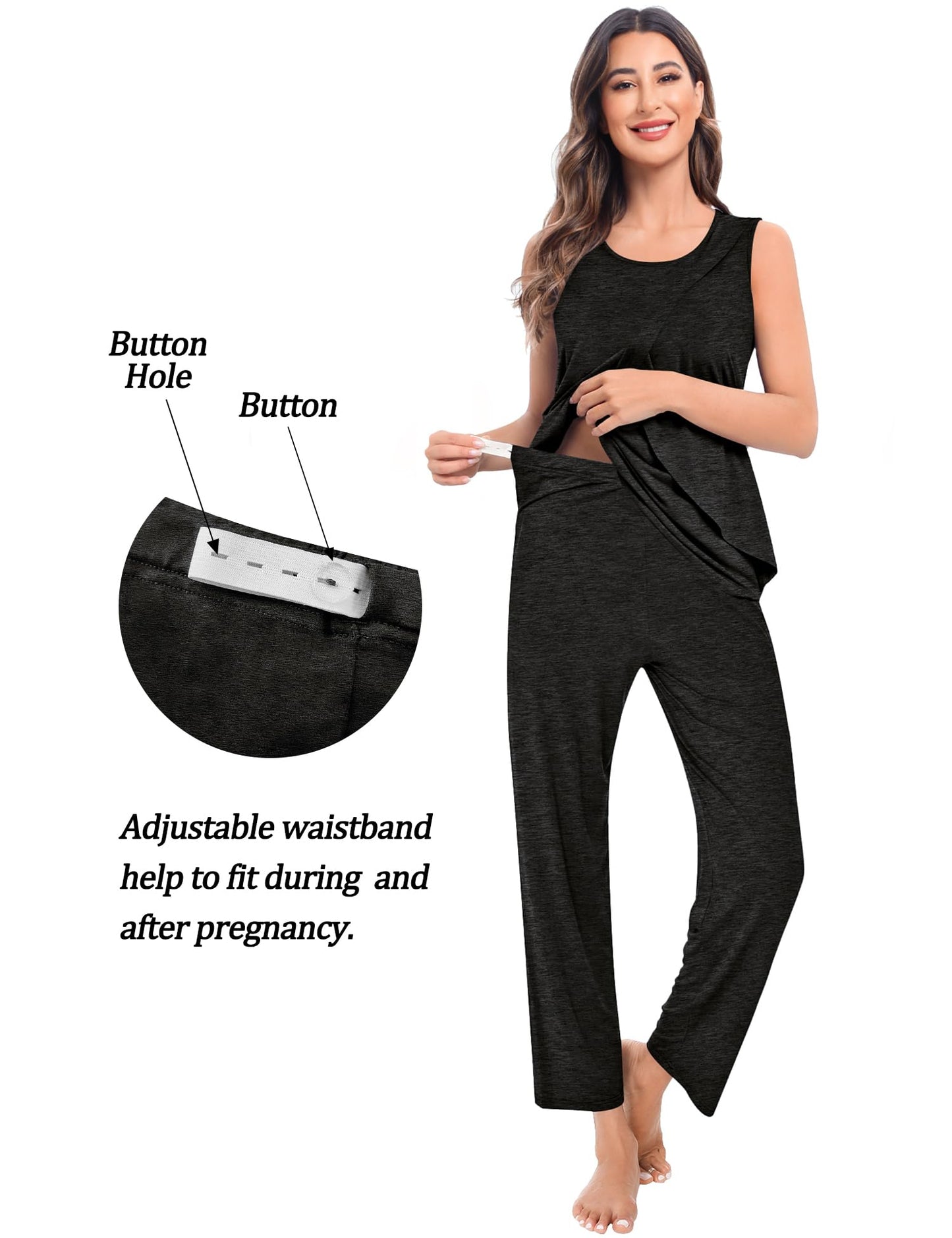 SWOMOG Maternity Nursing Robe Set 3 PCS Postpartum Breastfeeding Pajamas Hospital Pregnancy Pjs Double Layer Lounge Set