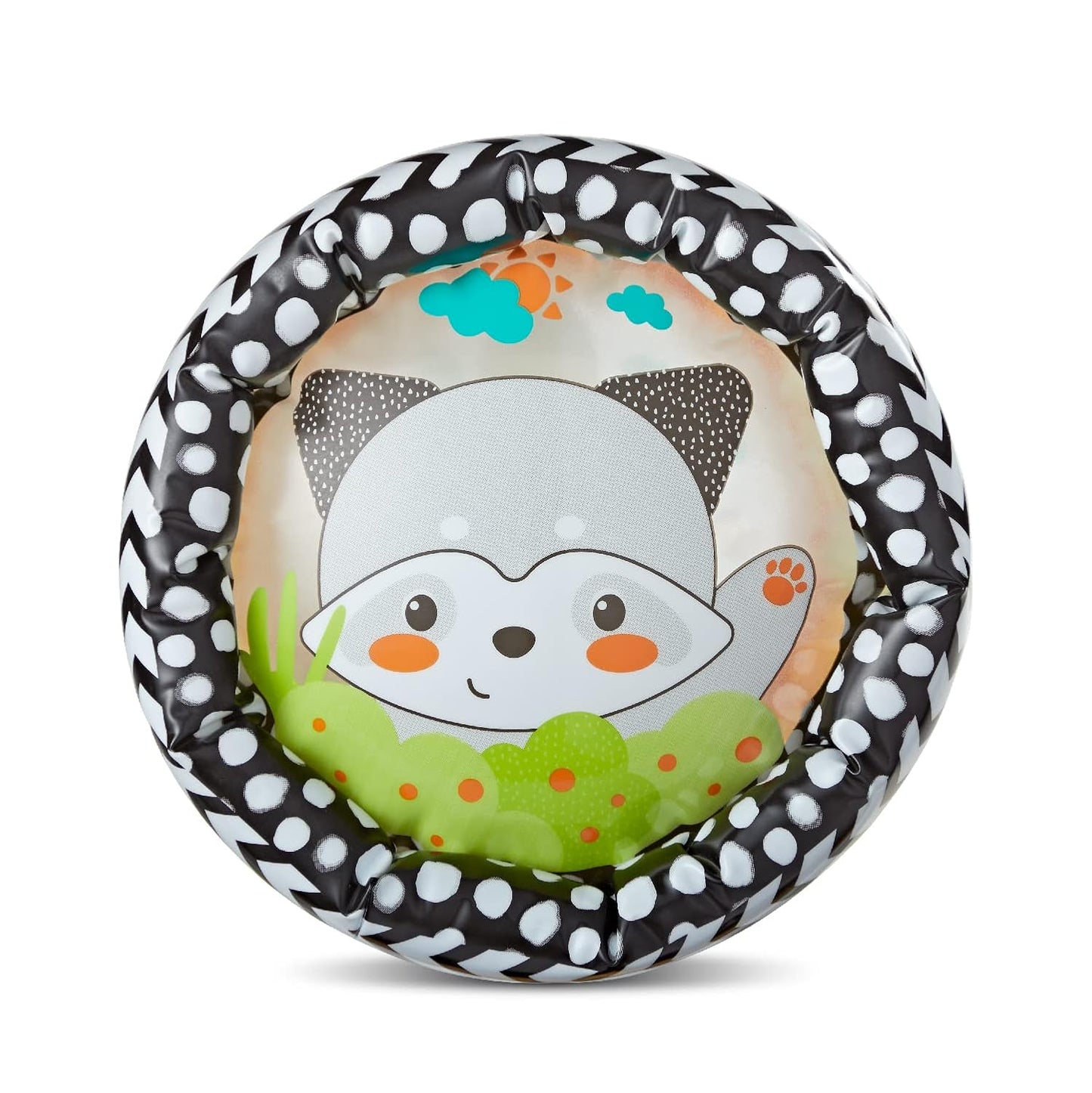 Infantino Jungle Peek & Roll - Encourages Crawling, Inflatable Activity Toy with Bouncing Balls Inside, Fun & Friendly Animal Characters, Helps Gross Motor Skill Development, for Babies 6M+