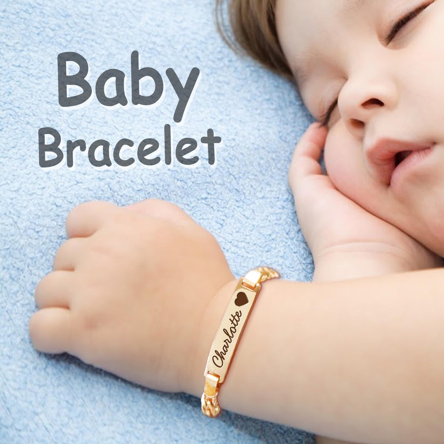 Custom Birthstone Name Bracelet – 18K Gold Plated – Personalised Baby & Toddler Jewellery – Ideal Birthday, Baptism & Parent-Child Gifts