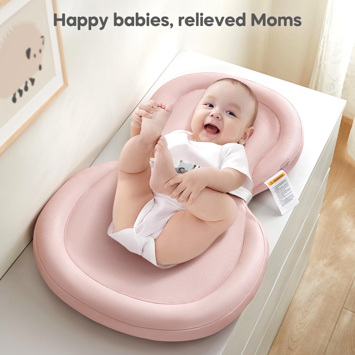 Mamatepe Baby Changing Pad, Soft, Foldable Leather Diaper Changing Pad, Waterproof & Non-Slip Wipeable, 30"X19",Pink