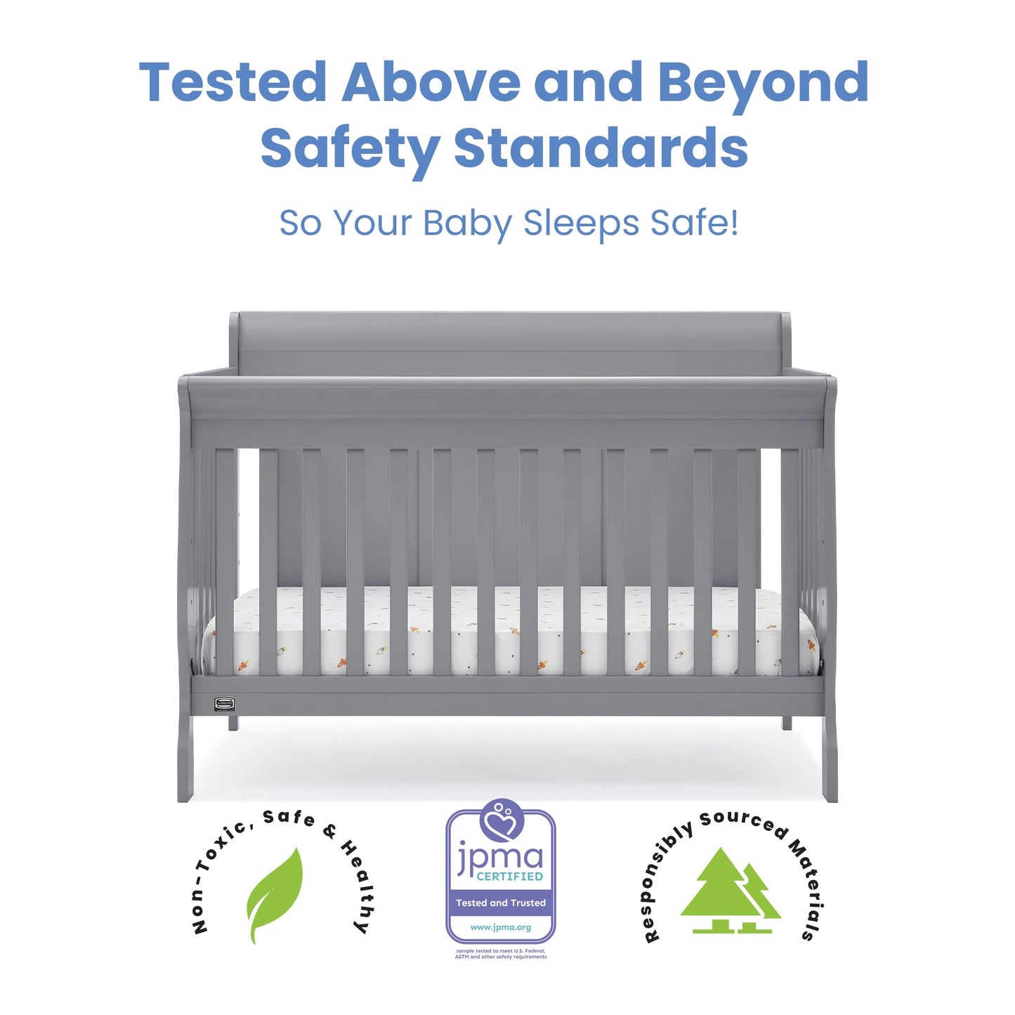 Delta Children Simmons Kids Carter 6-in-1 Convertible Crib - Greenguard Gold Certified, Black Ebony