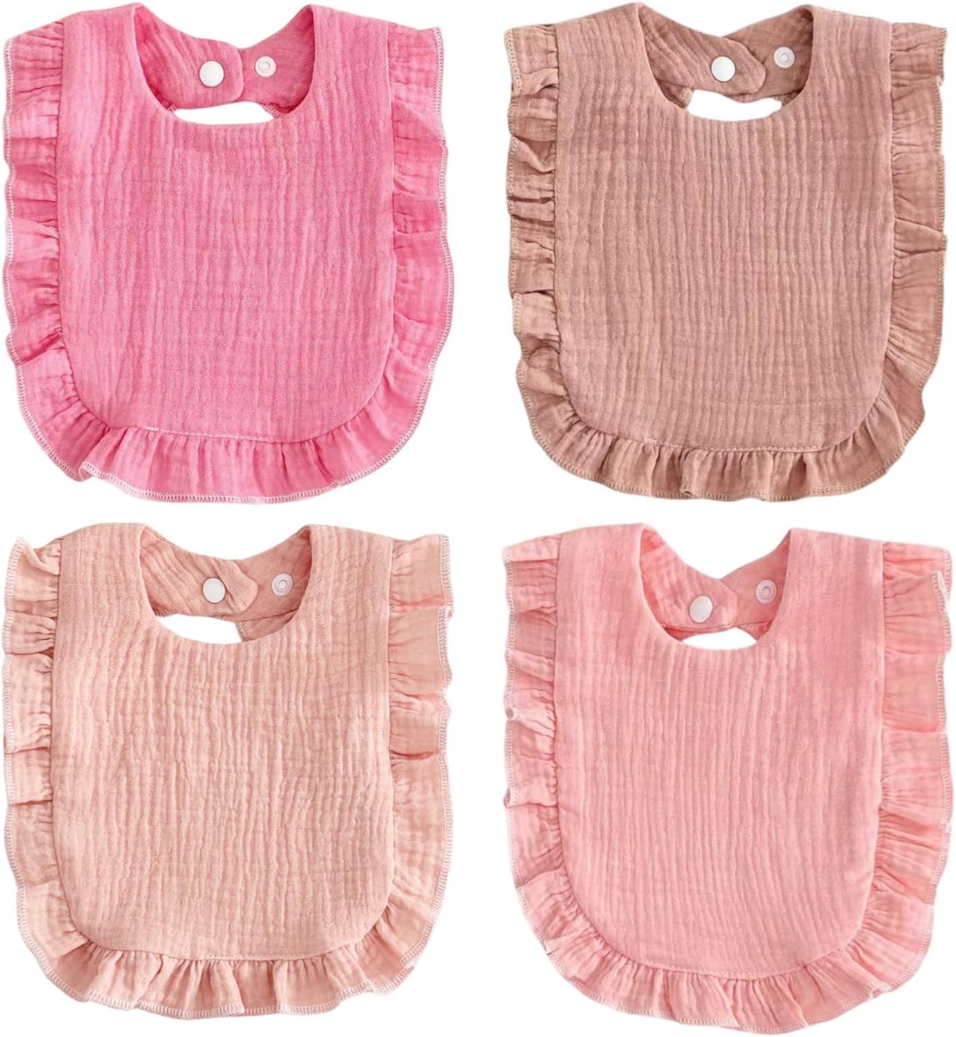 PandaEar 4 Pack Muslin Baby Bibs, Absorbent Bandana Drool Bibs for Girls, Soft Cotton Adjustable Teething & Feeding Bib for Newborns & Toddlers