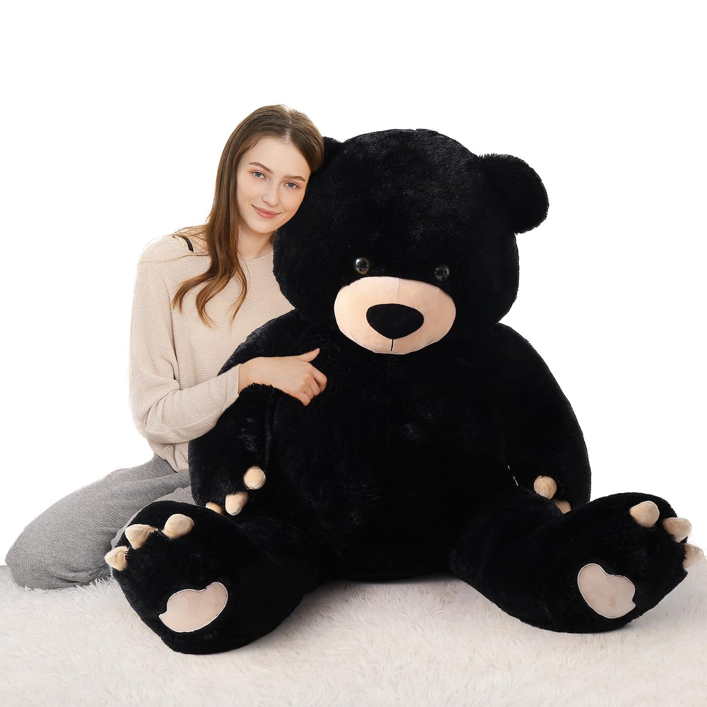 Tezituor 59" Gaint Teddy Bear Stuffed Animal,5ft Life Size Big Teddy Bears,Light Brown Cute Soft Plush Toy,Gifts for Kids Girls Boys Girlfriend Valentine,Christmas,Birthday,Baby Shower,Wedding Party