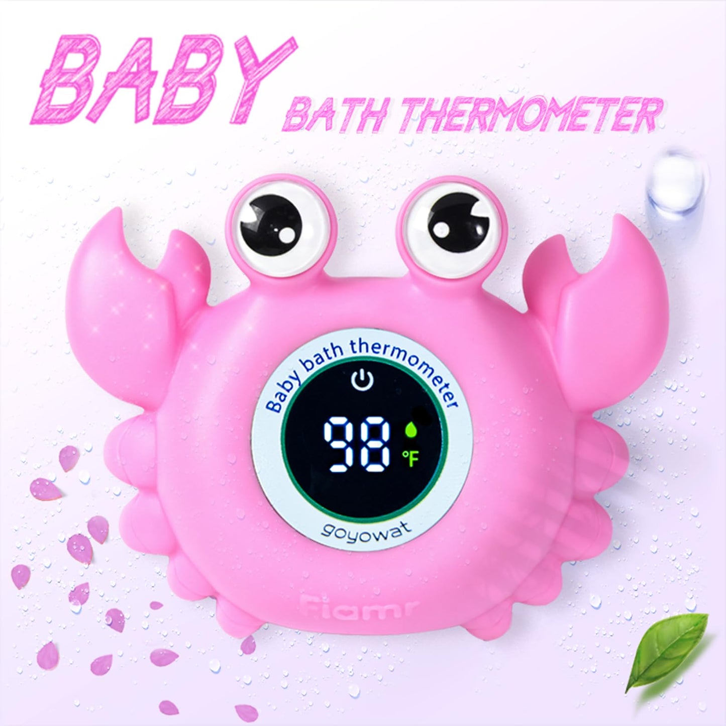 Baby Bath Thermometer with LED Display, Floating Crab Toy – 2-in-1 Water Safety Sensor for Infants, Color-Coded Alerts (Hot/Cold), Bath Tub Temperature Monitor, Cute Floating Bath Toy, Nursery
