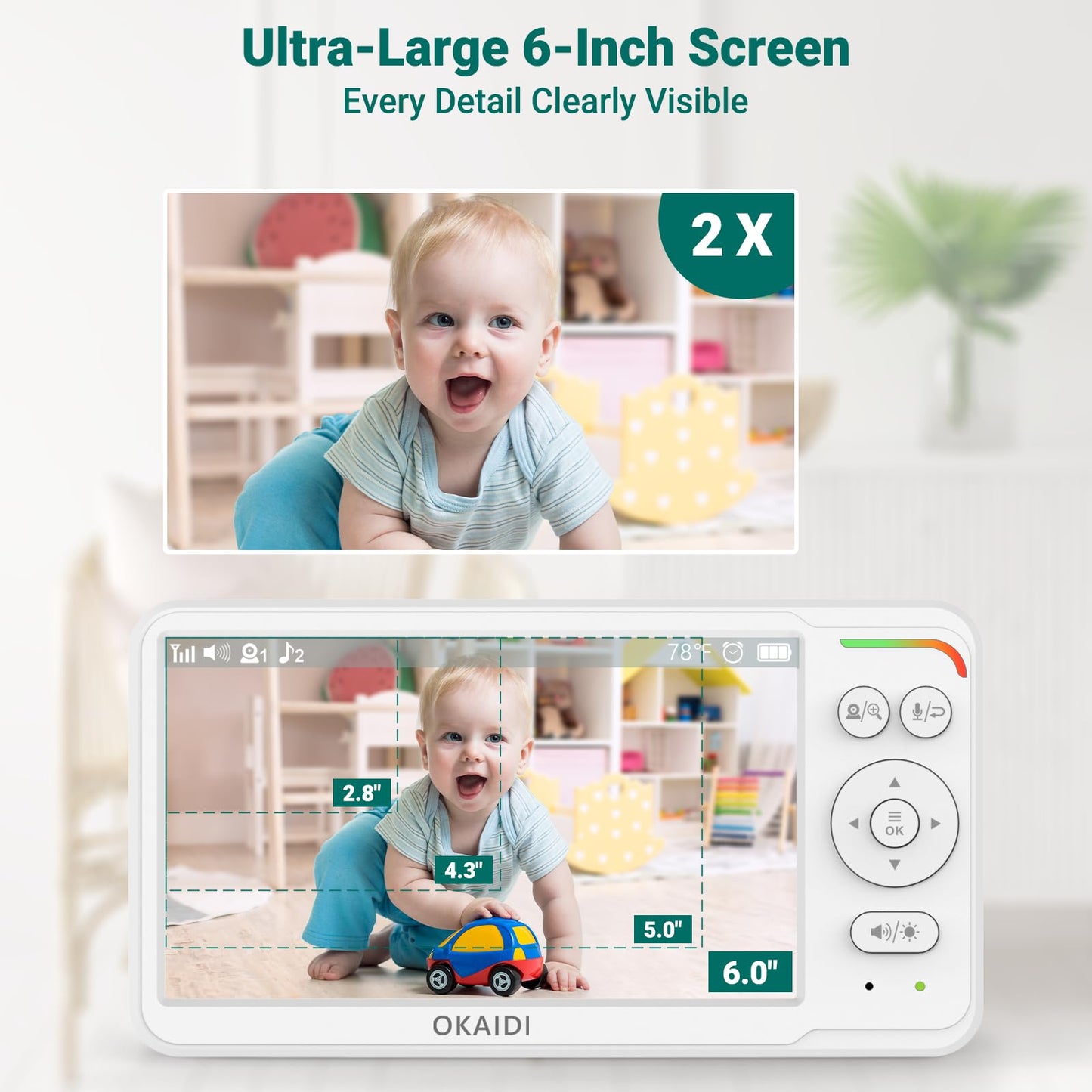 Baby Monitor with Camera and Audio,6.0" IPS Screen Baby Camera Monitor with 150 Languages Supported,30H Battery,1000ft Range Travel Baby Monitor No WiFi,Night Vision,2-Way Audio