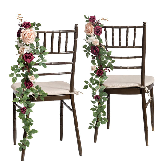 Ling's Moment 10pcs Wedding Chair Decorations Aisle Floral Swag Artificial Pew Flowers Hanging Garland Pink Blush & Cream For Ceremony Reception Church Rose Floral Faux Arrangement Party Outdoor Decor