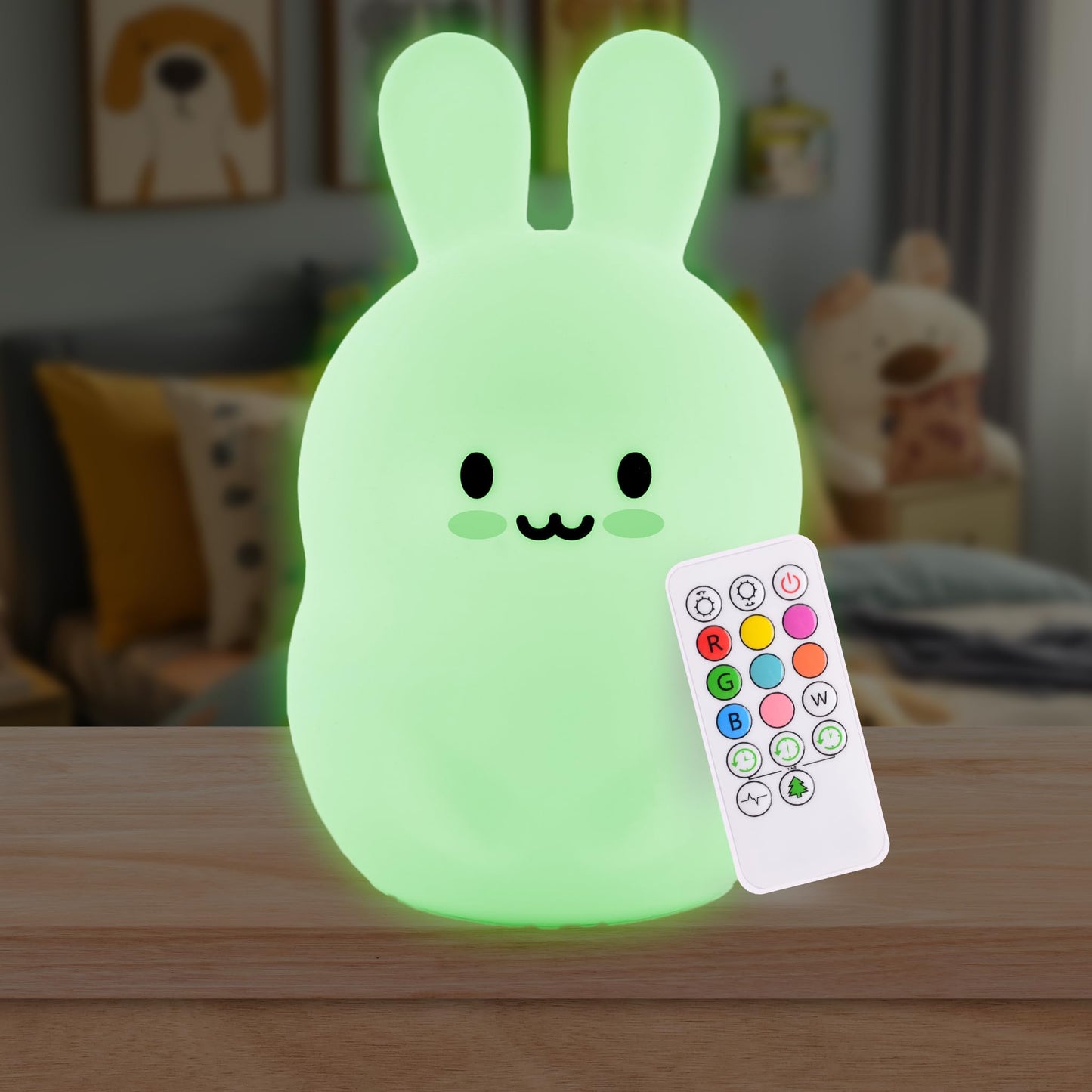 Lumipets Remote Control Silicone Night Light for Kids - Pig Design with 9 Soft Colors & Sleep Timer - Rechargeable, Battery-Operated Lamp for Bedroom | Baby Nursery, Toddler, Girls, Boys
