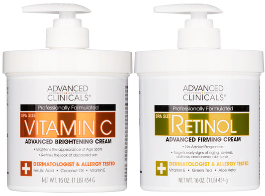 Advanced Clinicals Retinol Body Lotion & Face Moisturizer | Visible Anti Aging Skin Care Retinol Body Cream For Women & Men Targets Look Of Fine Lines, Wrinkles, & Crepe Looking Dry Skin, 16 Ounce