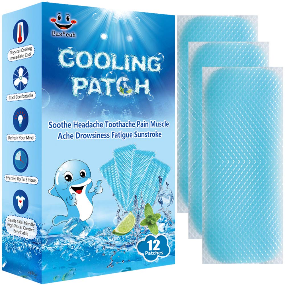 16 Sheets Baby Cool Pads for Kids Fever Discomfort & Pain Relief, Cooling Relief Fever Reducer, Soothe Headache Pain, Pack of 16