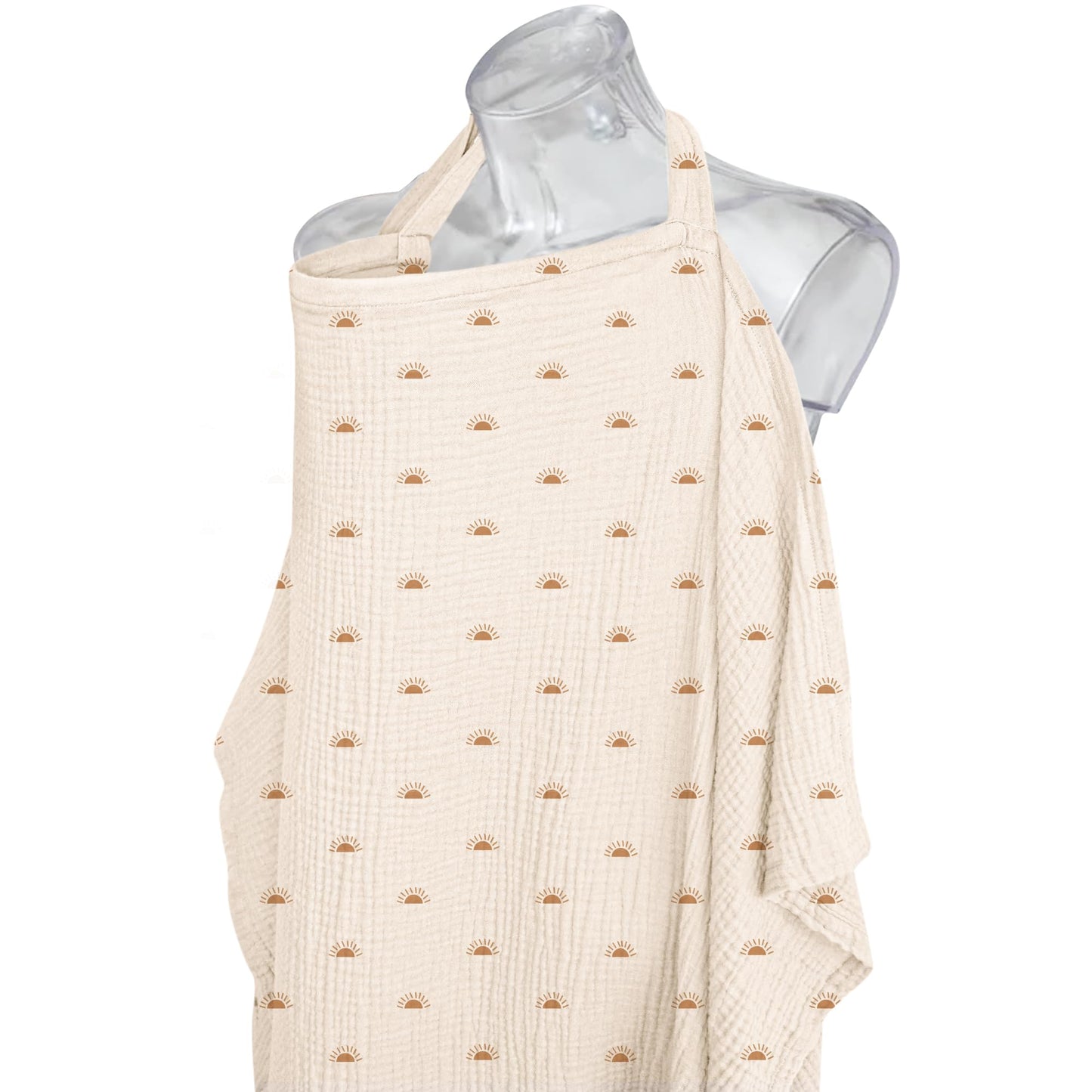 Konssy Muslin Nursing Cover for Baby Breastfeeding, Breathable 100% Cotton Breastfeeding Cover with Rigid Hoop for Mother Nursing Apron, Multi-use Carseat Canopy (Summer Wheat)
