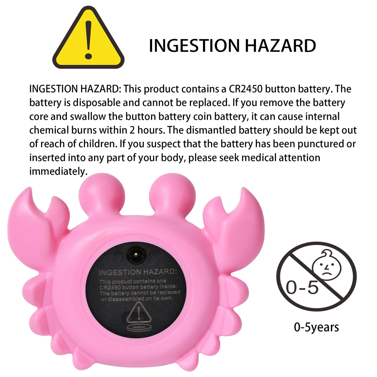 Baby Bath Thermometer with LED Display, Floating Crab Toy – 2-in-1 Water Safety Sensor for Infants, Color-Coded Alerts (Hot/Cold), Bath Tub Temperature Monitor, Cute Floating Bath Toy, Nursery