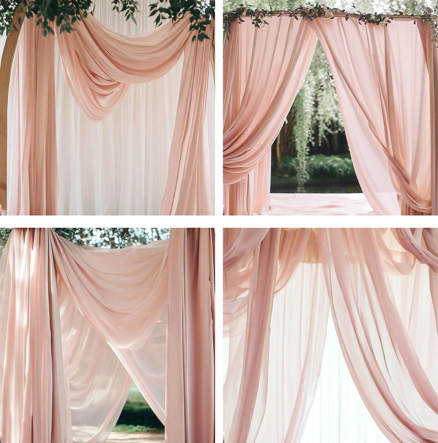 Barcelonetta | Chiffon Fabric | Decoration, Drapery Fabric | Wedding, Gender Reveal, Baby Shower, Birthday | for Arbor, Arch, Canopy, Table and Chair Decoration (Dusty Rose, 10 Yards)