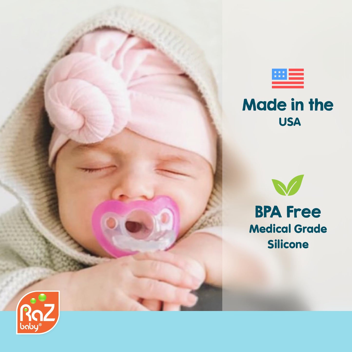 RaZbaby JollyPop Pacifier, Holder w/Detachable Baby Pacifier, Stuffed Animal RaZbuddy, All Ages 0M+, 100% Medical Grade USA Made Silicone, Machine Washable, Textured & Easy to Hold – Dragon