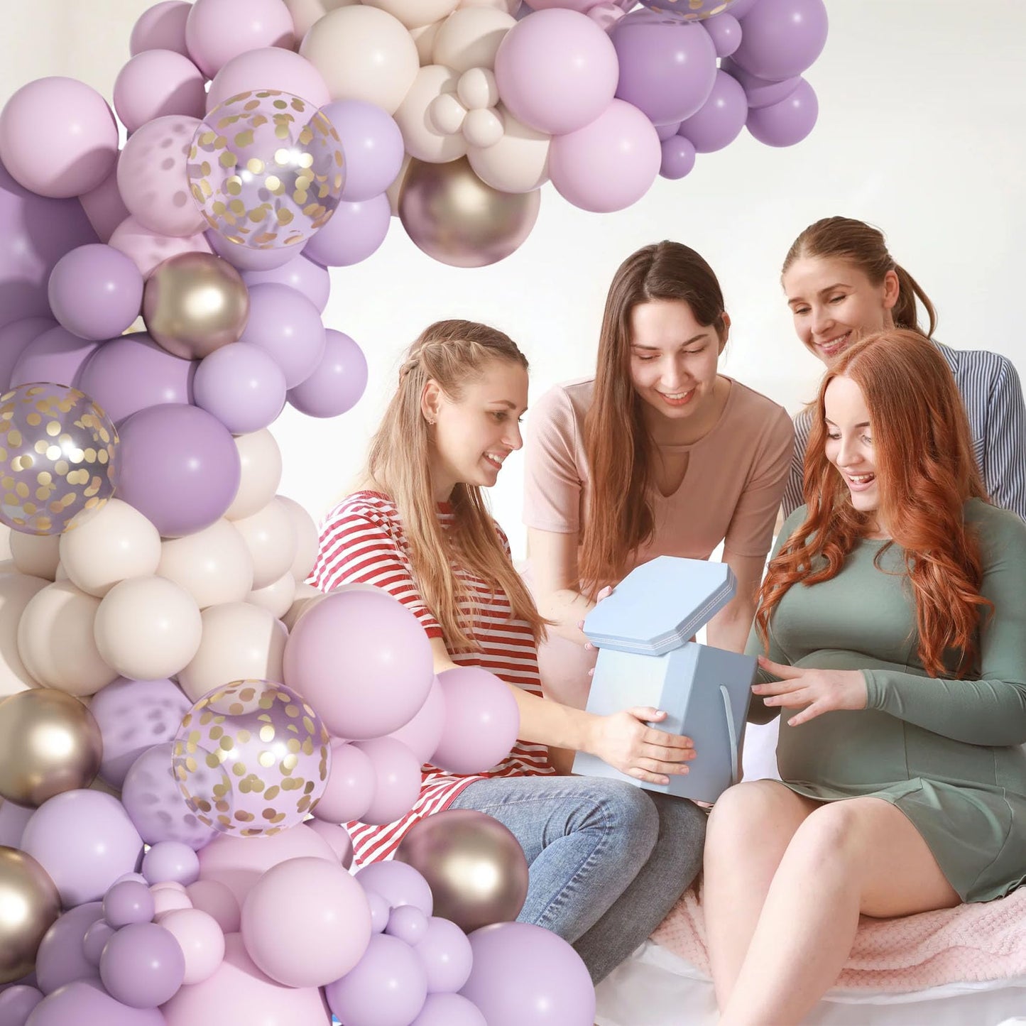 Ouddy Party Dusty Pink Balloons Arch Garland Kit, Different Sizes 18 12 10 5 Inch Boho Pink White Sand Latex Metallic Confetti Balloon for Girl Baby Shower Mothers Day Birthday Party Decorations