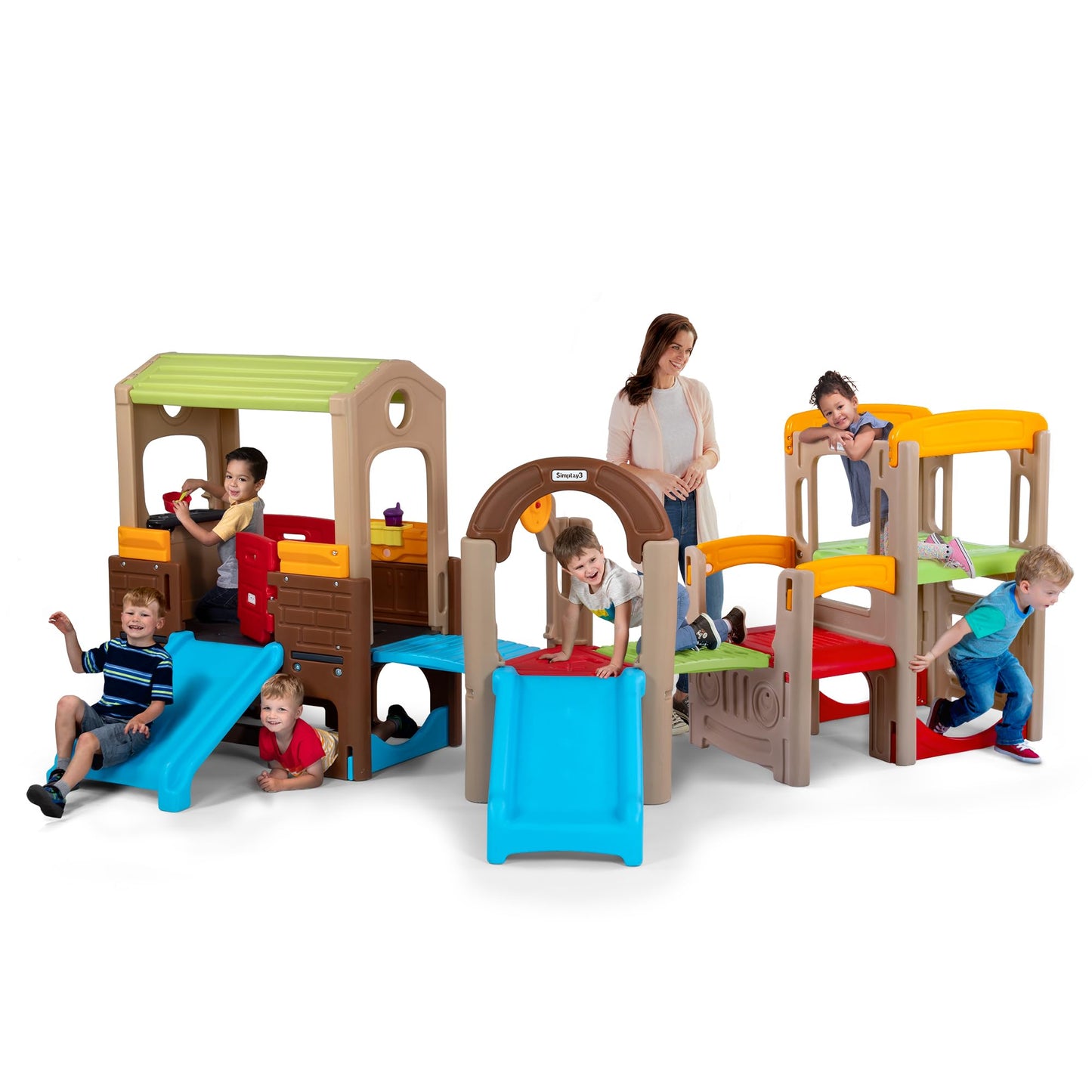 Simplay3 Young Explorers Modular Play System – Kids Activity Outdoor Playset for Children Age 18 mos - 6yrs – Toddler Playground Slide, Climb and Playhouse