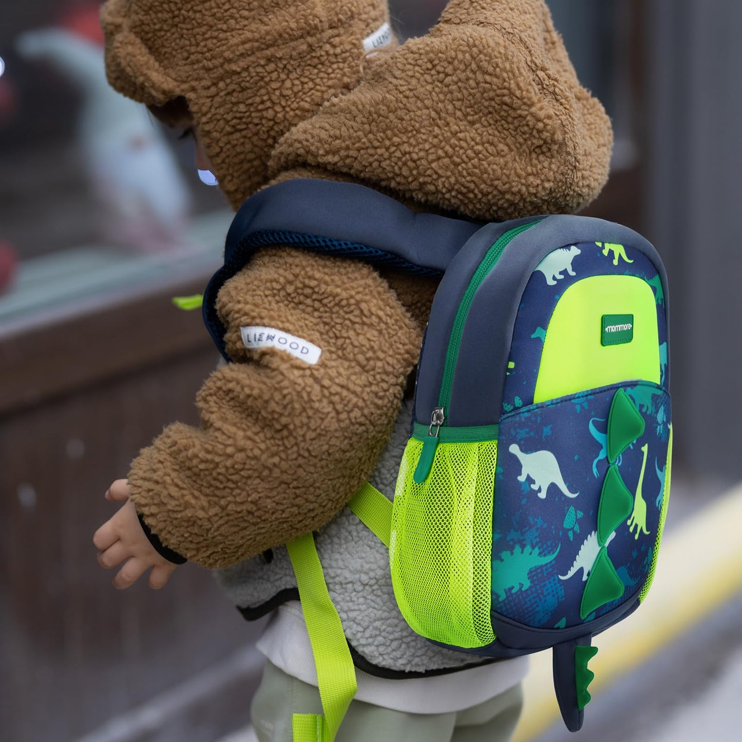 mommore Toddler Backpack for Boys 2-4, 3D Cartoon Mini Kids Travel Bag, Small Baby Backpack with Toddler Leash, Chest Buckle, Water-Resistant Pre-K Schoolbag, Dinosaur