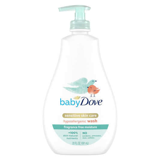 Baby Dove Sensitive Skin Care Baby Wash Calming Moisture For a Calming Bath Wash Hypoallergenic and Tear-Free, Washes Away Bacteria 13 oz