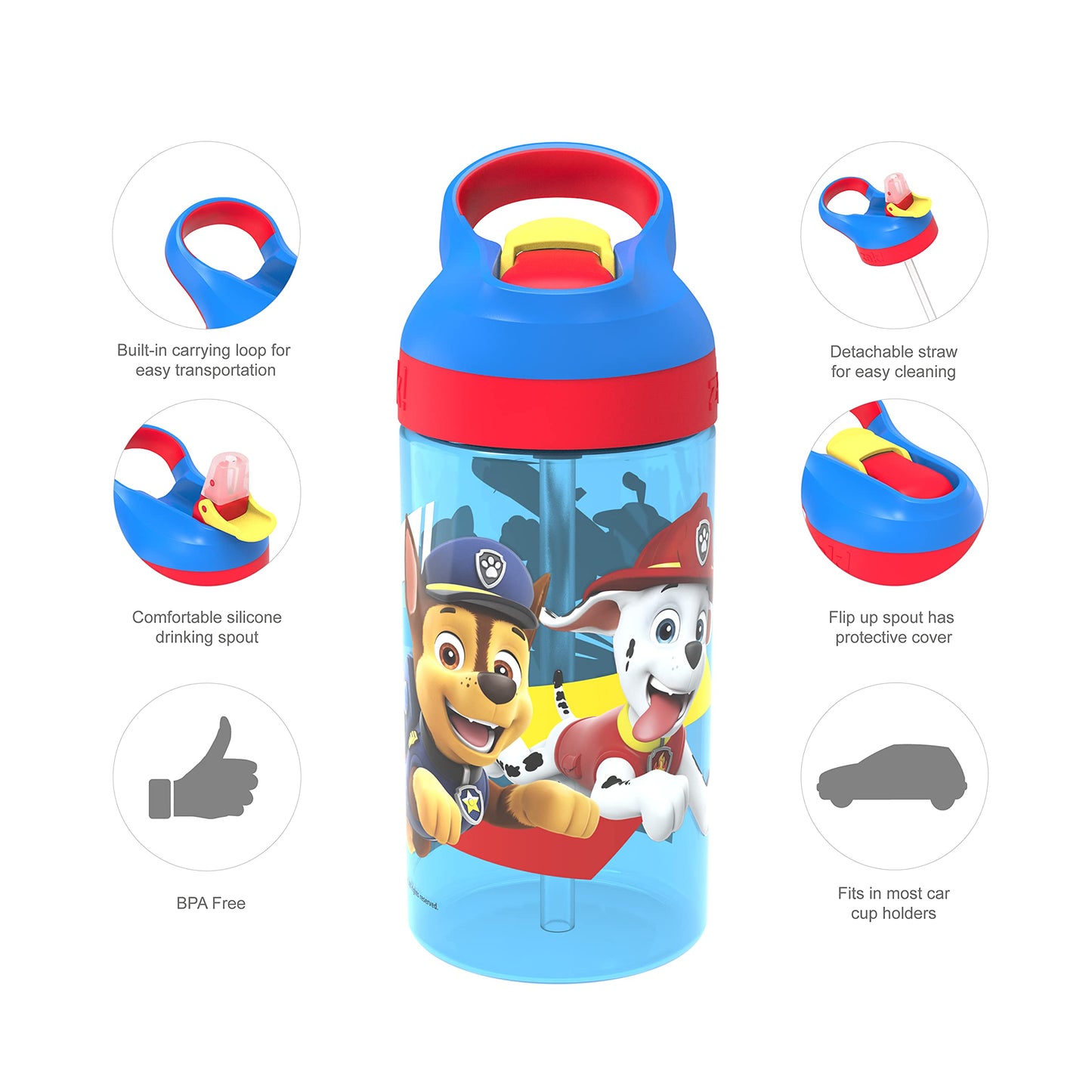 Zak Designs 5-Piece Dinnerware Set, Baby Shark - Durable Plastic & Stainless Steel - Includes Water Bottle, 8-Inch Plate, 6-Inch Bowl, Fork & Spoon - Suitable for Kids Ages 3+