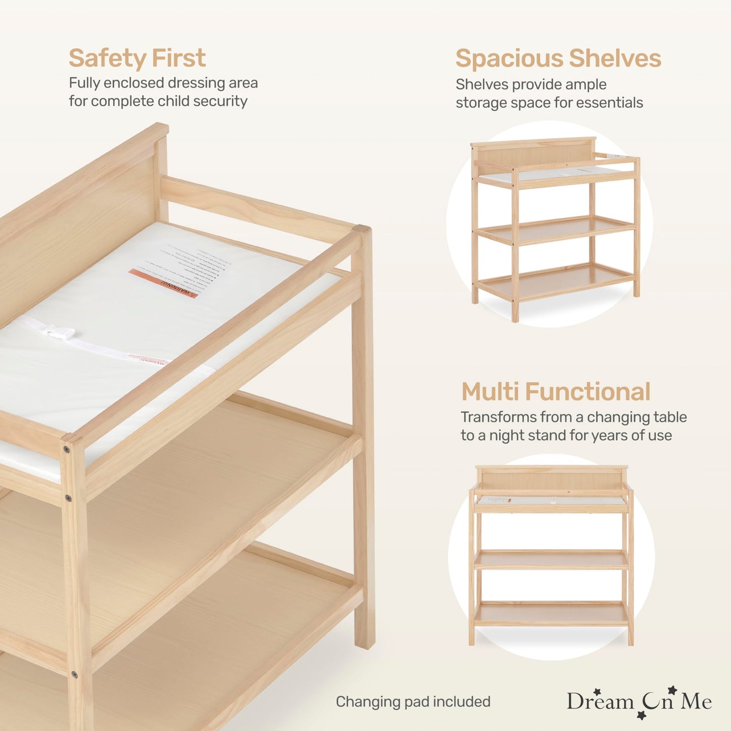 Dream On Me Jax Universal Changing Table, Blush Pink , 34x20x40 Inch (Pack of 1)