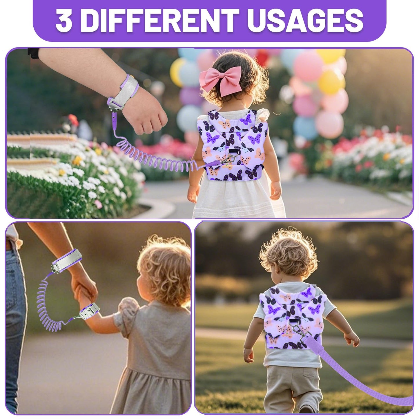 Toddler Harness with Anti Lost Wrist Link - Baby Safety Leash for Kids for Travel for Crowded Parks, Airports