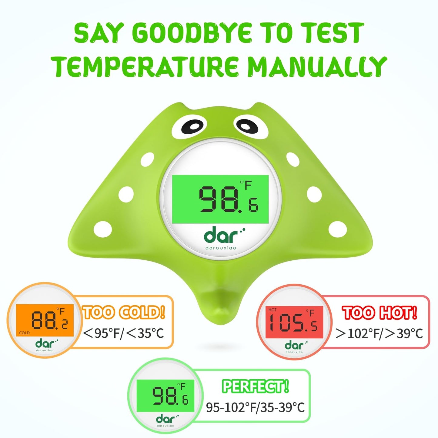 Baby Bath Thermometer, Digital Water Temperature Thermometers with 3 Color Backlit and Temperature Warning, Safety Bath Tube Thermometers Floating Toy for Infant, Toddler