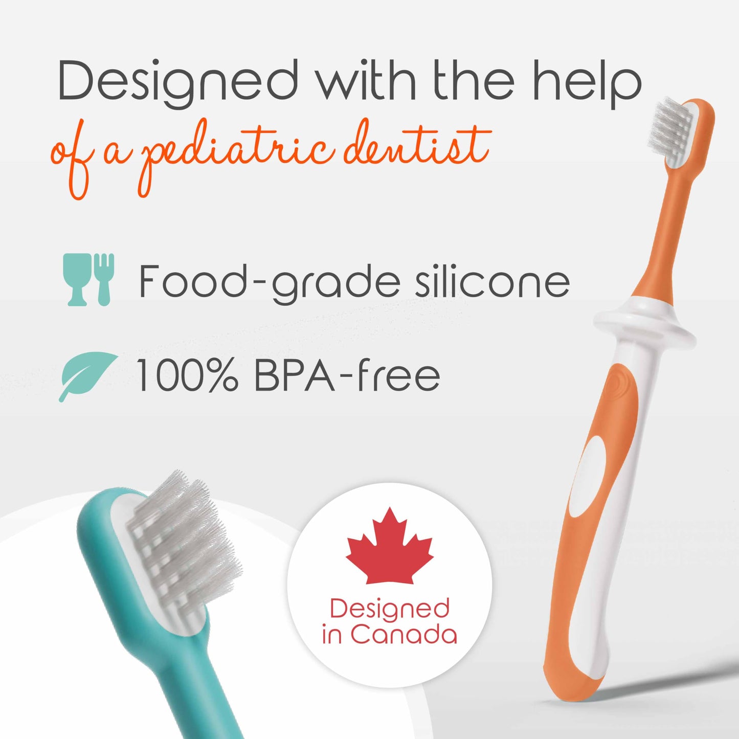 Cherish Baby Care Baby Toothbrush & Toddler Toothbrush Set (0-2 Years) - BPA-Free & Safety-Tested, 2023 Award Winner, Food-Grade Silicone (Teal)