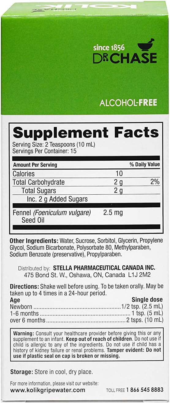 KOLIK Gripe Water Alcohol-Free - Baby’s Colic Relief - Gripe Water For Babies & Infants - Baby Gas Relief For Cramps, Stomach Discomfort & Hiccups - Newborn Essentials - 150ml (5 fl. oz.)