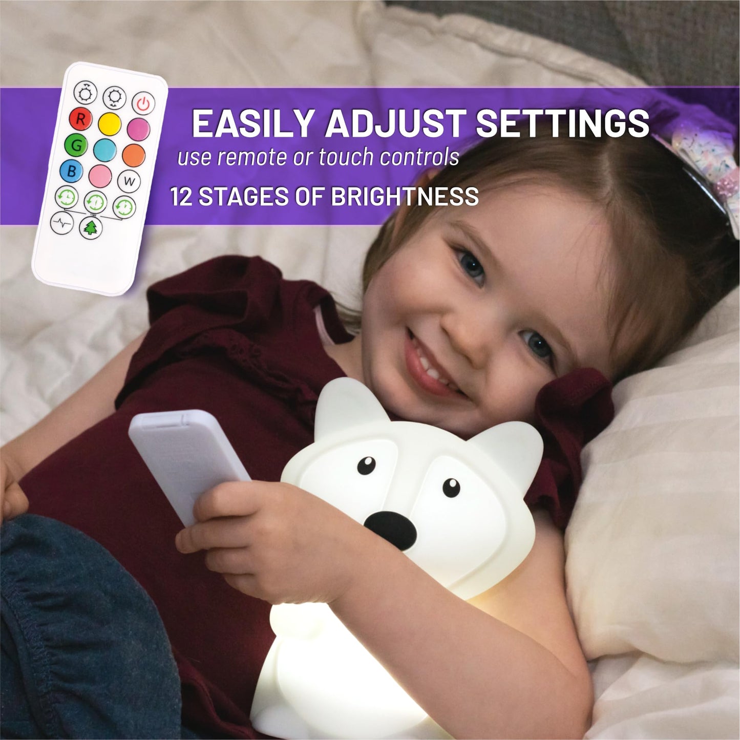 Lumipets Remote Control Silicone Night Light for Kids - Pig Design with 9 Soft Colors & Sleep Timer - Rechargeable, Battery-Operated Lamp for Bedroom | Baby Nursery, Toddler, Girls, Boys