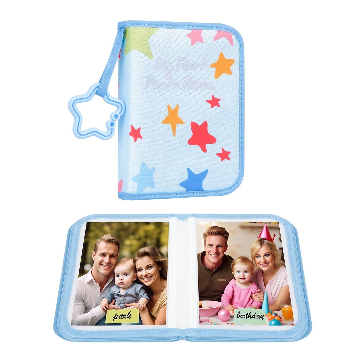 Baby's My First Photo Album for Baby Holds 21 4x6 Photos, Baby Photo Album Soft Cloth Family Book, My First Family Album for 4x6 Baby Shower Kids Toddlers Family Pictures, Toddler Photo Album (Blue)