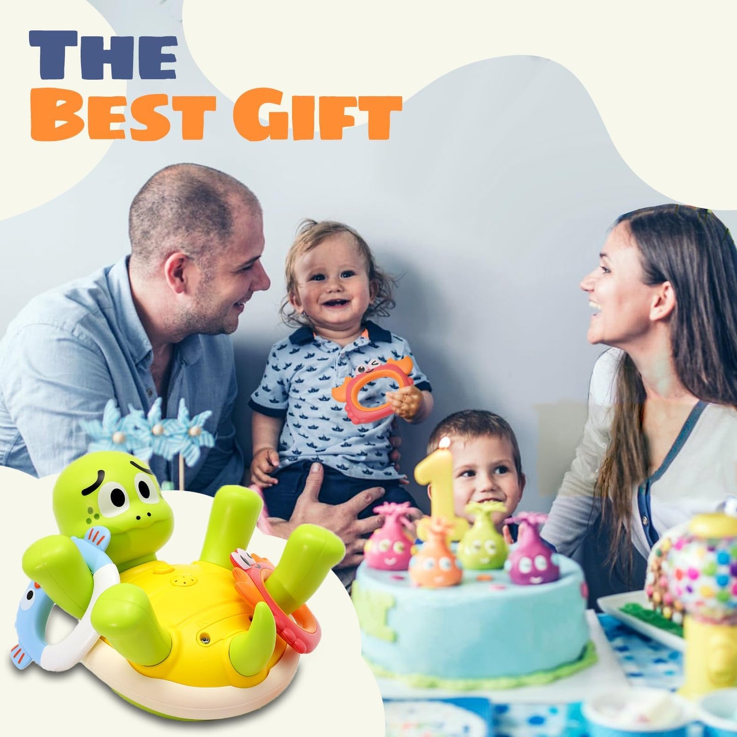 Sizobi Baby Bath Toys, Rechargeable Turtle Bath Toy Sprinkler for Kids Toddler with 5 Rings, Bathtub Fountain Spray Toy for Baby, Mold Free Bath Toys for Kids Ages 1-3 4 5 6 Year Old Girl Boys Gifts