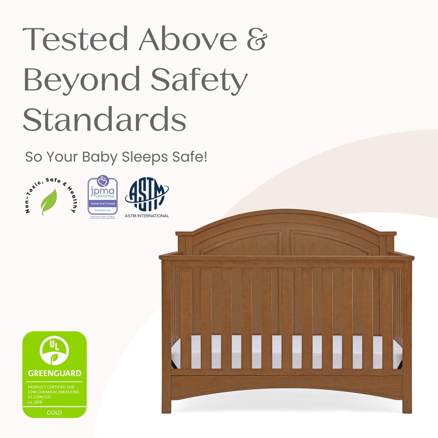 Delta Children Perry 6-in-1 Convertible Crib - Greenguard Gold Certified, Bianca White