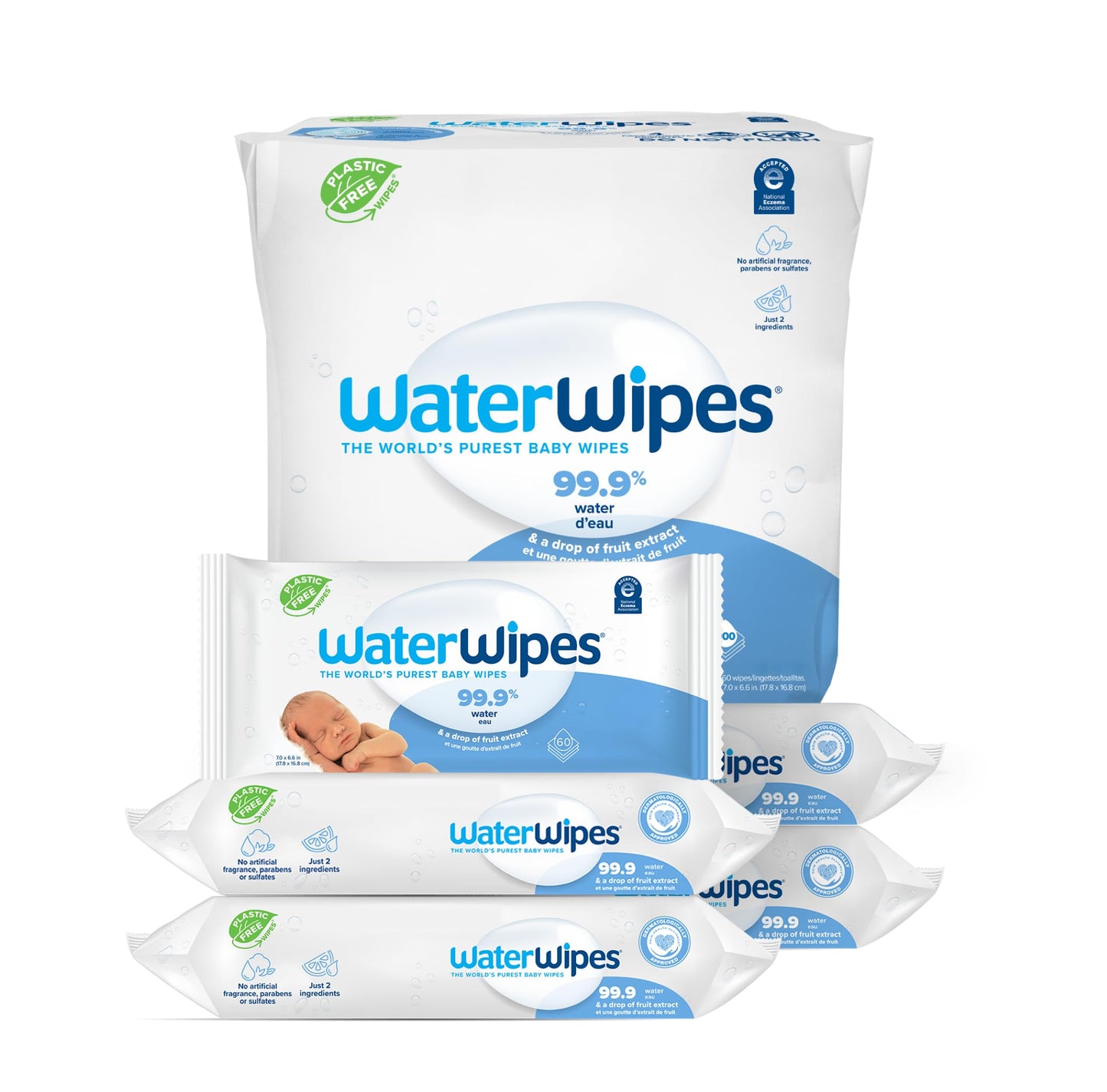 WaterWipes Original Baby Wipes, 99.9% Water, 3-In-1 Cleans, Cares, Protects, Unscented & Hypoallergenic, 720 Count (12 Packs), Packaging May Vary