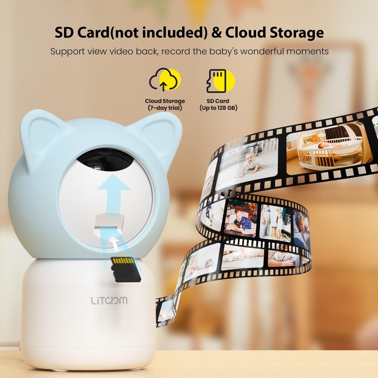 litokam 4MP Baby Monitor with 2 Cameras and Audio, 5-inch 1080P Split-Screen, No WiFi & 5G/2.4G WiFi, Remote Pan-Tilt-Zoom, Night Vision, VOX, Temperature Sensor, 2-Way Talk, 7 Lullabies, 1000ft Range