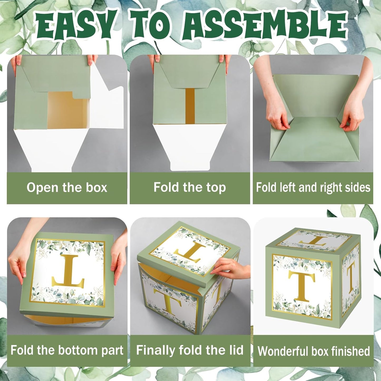 Marspark 5 Pcs Twins Baby Shower Boxes Decorations Supplies Sage Green Baby Boxes for Twins Balloon Boxes Gender Reveal Baby Shower Birthday Party Favors