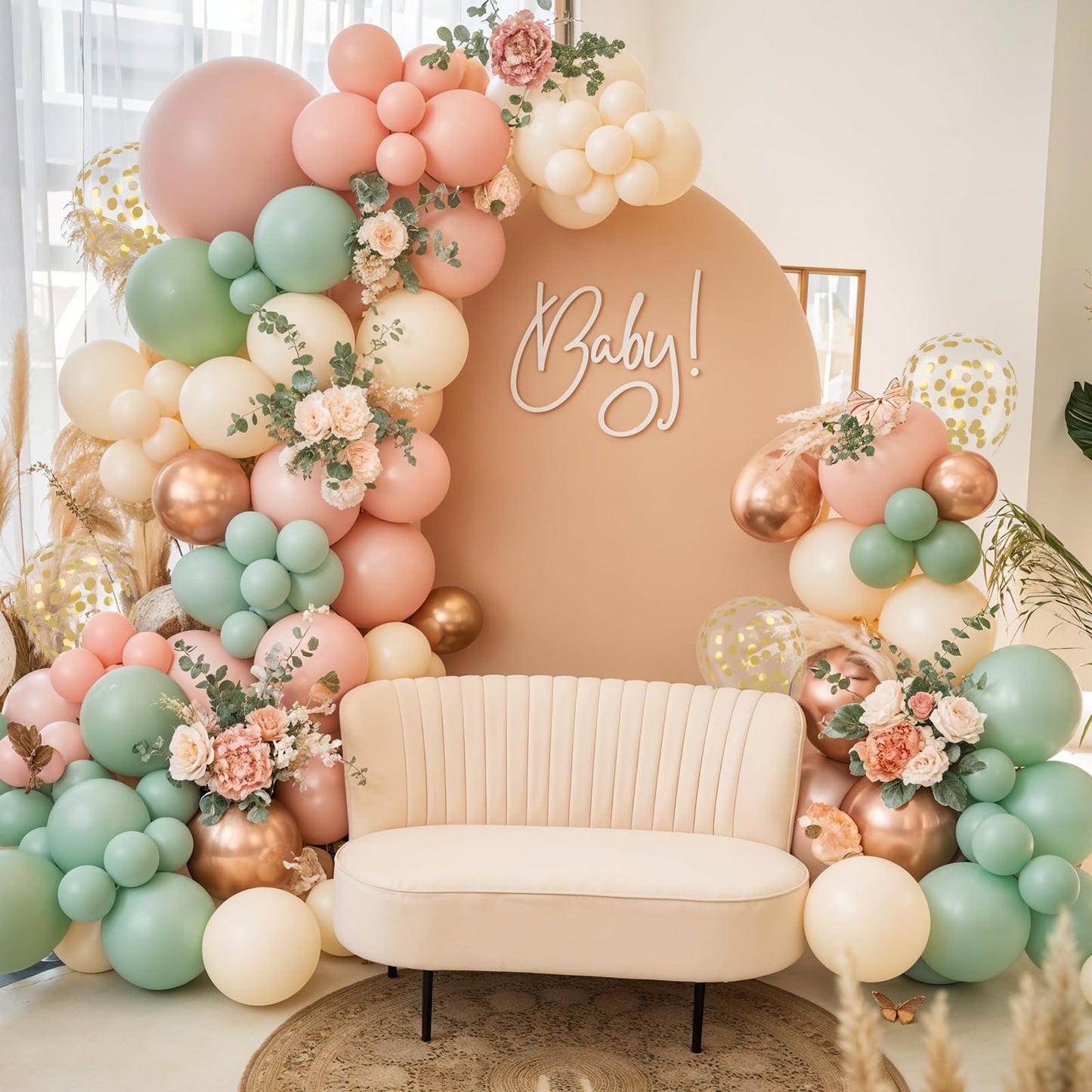 Ivory White Balloon Arch Kit,Boho Balloon Garland with Pastel Orange Cream Beige Champagne Gold White Sand Balloons for Neutral Baby Shower Wedding Boho Bridal Party Decorations