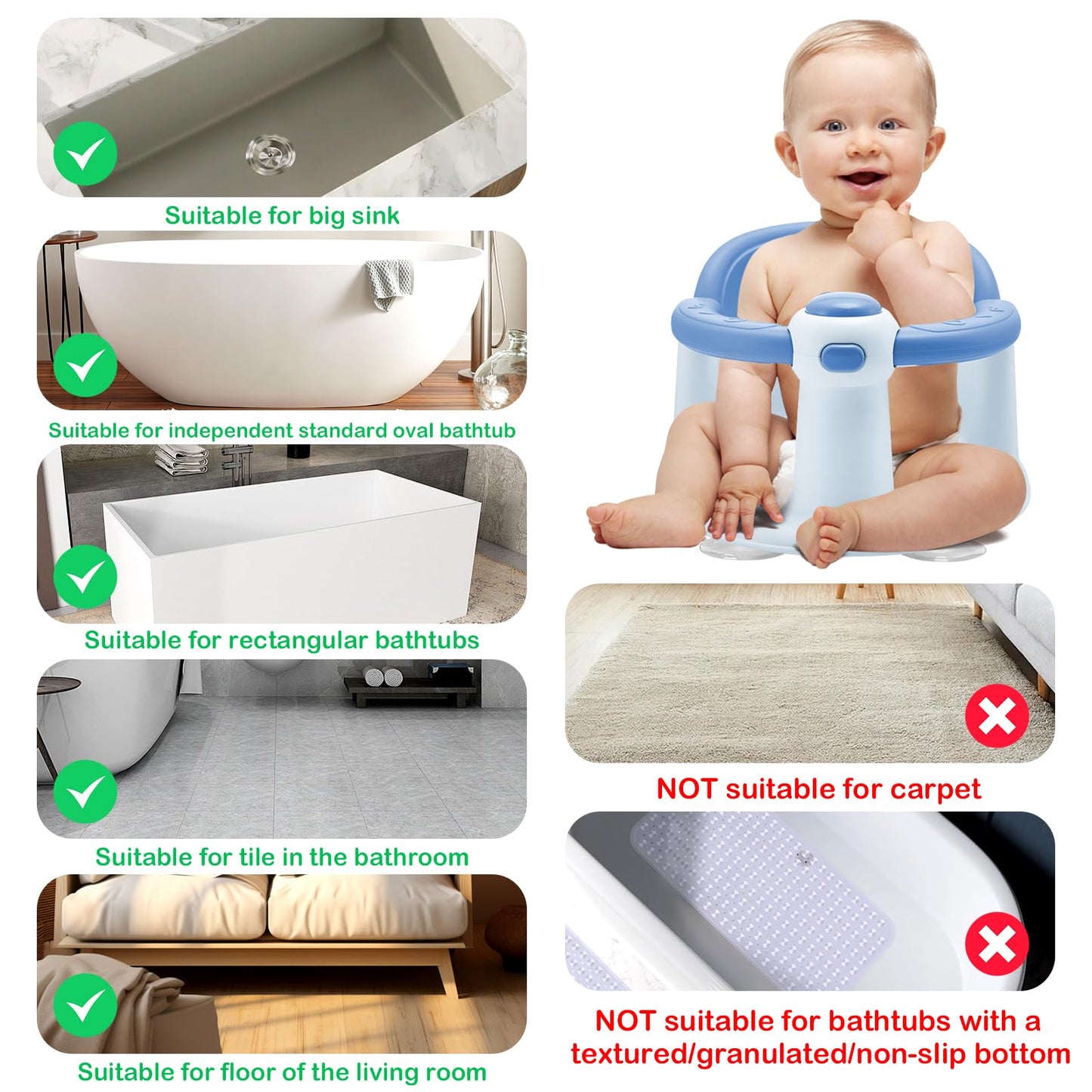 Baby Bath Seat, Infant Bathtub Seats for Babies Sitting Up Aged 6-24 Months, New Baby Bath Tub-Protect Toddlers Skin and Back Support, Soft Non-Slip Cushions Extra Added (Deep Pink)