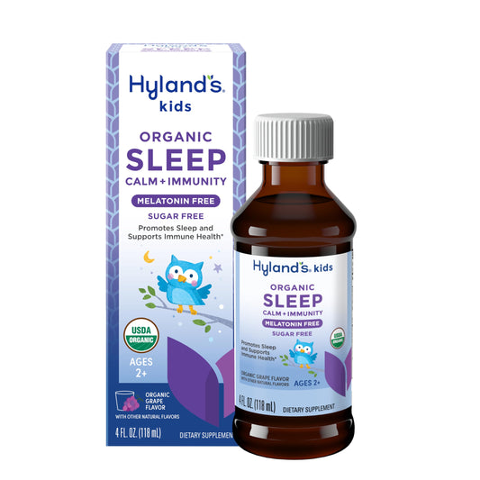 Hyland's Kids Sleep Calm and Immunity with Melatonin, Promotes Sleep and Supports Immune Health, Ages 2 and up, Grape Flavor, 4 Fl. Oz.