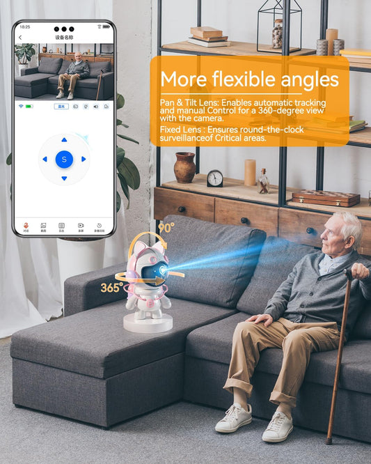 360° Indoor Security Camera,Cameras for Home Security,Ideal for Baby Monitor/Pet Camera/Home Security,Starlight Color Night Vision APP Control with 64G TF Card(Pink-A)