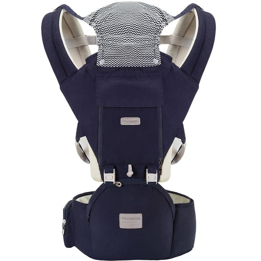 Baby Carrier, Ergonomic 6-in-1 Baby Carrier with Hip Seat for Newborn Infant Toddler, Adjustable Detachable Baby Holder Carrier for Dad Mom