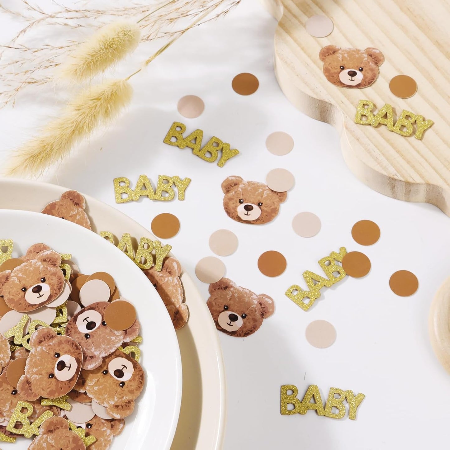 100pcs Bear Confetti Baby Shower Cream Brown We Can Bearly Wait Baby Shower Decorations Bear Table Scatter