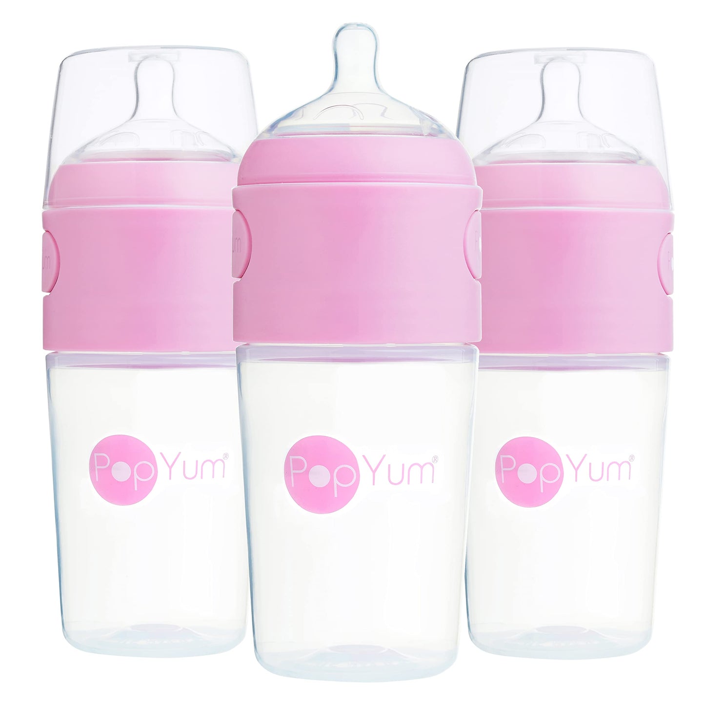 PopYum 9 oz Orange Anti-Colic Formula Making/Mixing/Dispenser Baby Bottle with #2 Medium Flow Nipple, 260 ml, BPA-Free, Natural Latch