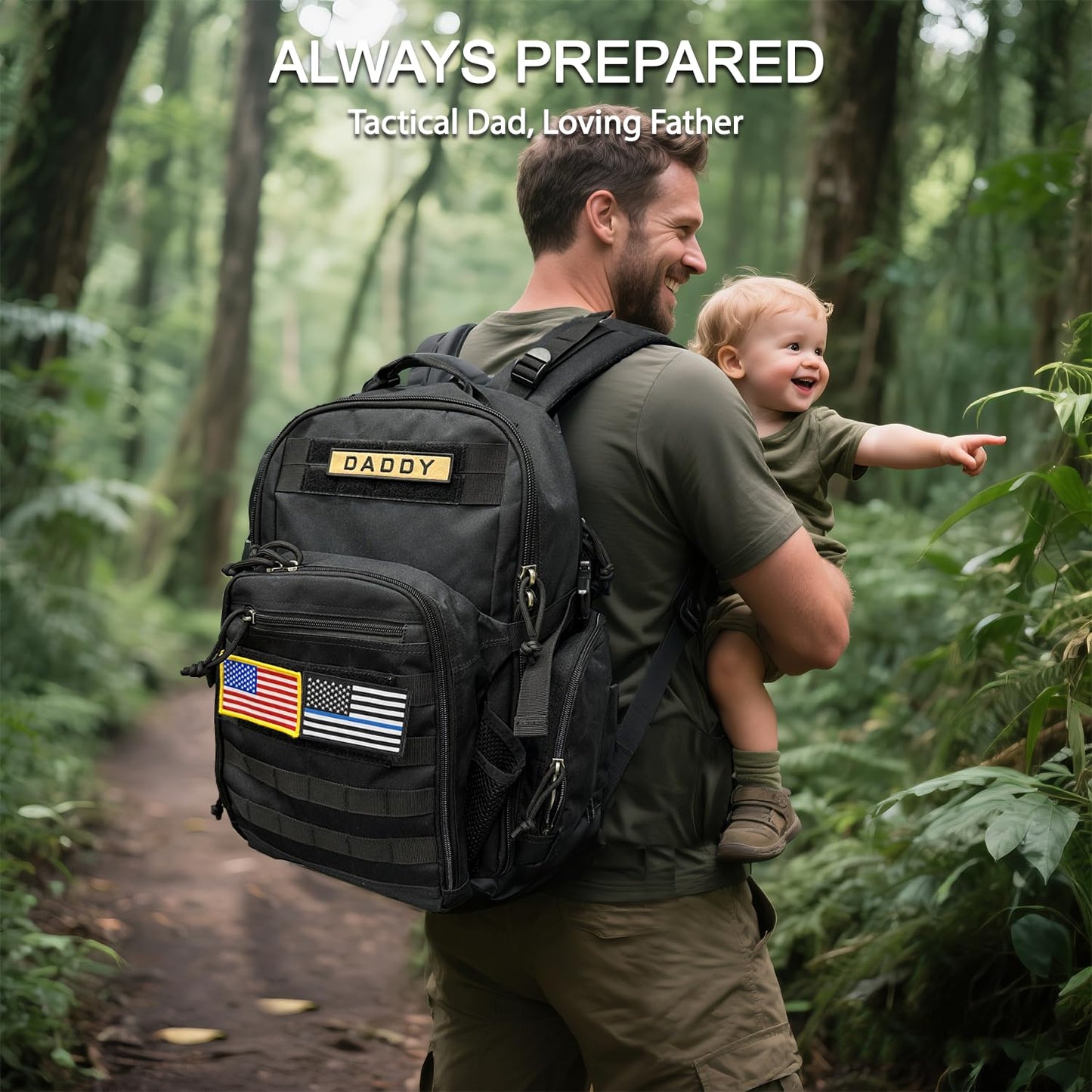 MIRACOL Military Diaper Bag for Dad - Large Diaper Backpack with 12+ Compartments - Insulated Bottle Pockets Quick-Access Wipe Dispenser for Travel Hiking Camping Tan
