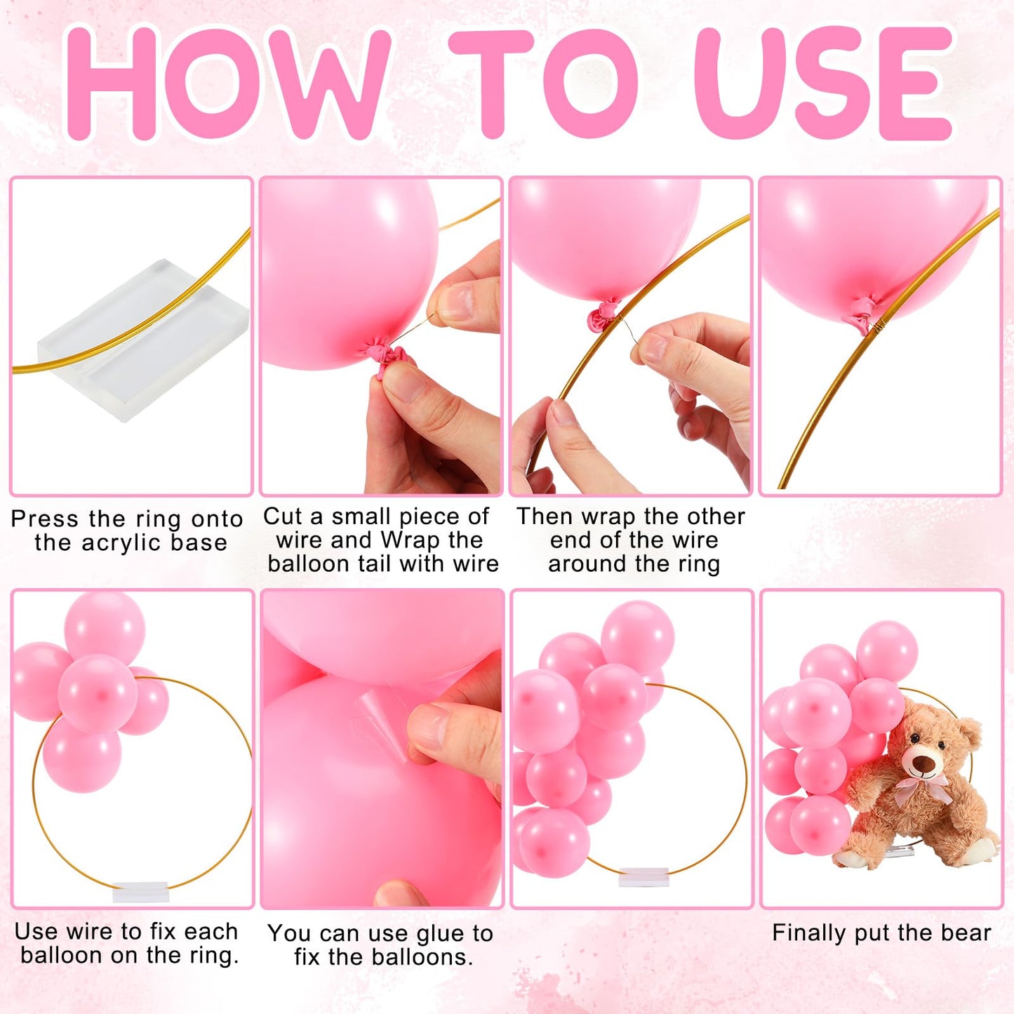 6 Sets Bear Baby Shower Table Centerpieces Bear Stuffed Animals 12 Inch Metal Floral Hoop with Stand Balloon for Wedding Baby Shower Birthday Flowers Table Decorations(Brown)
