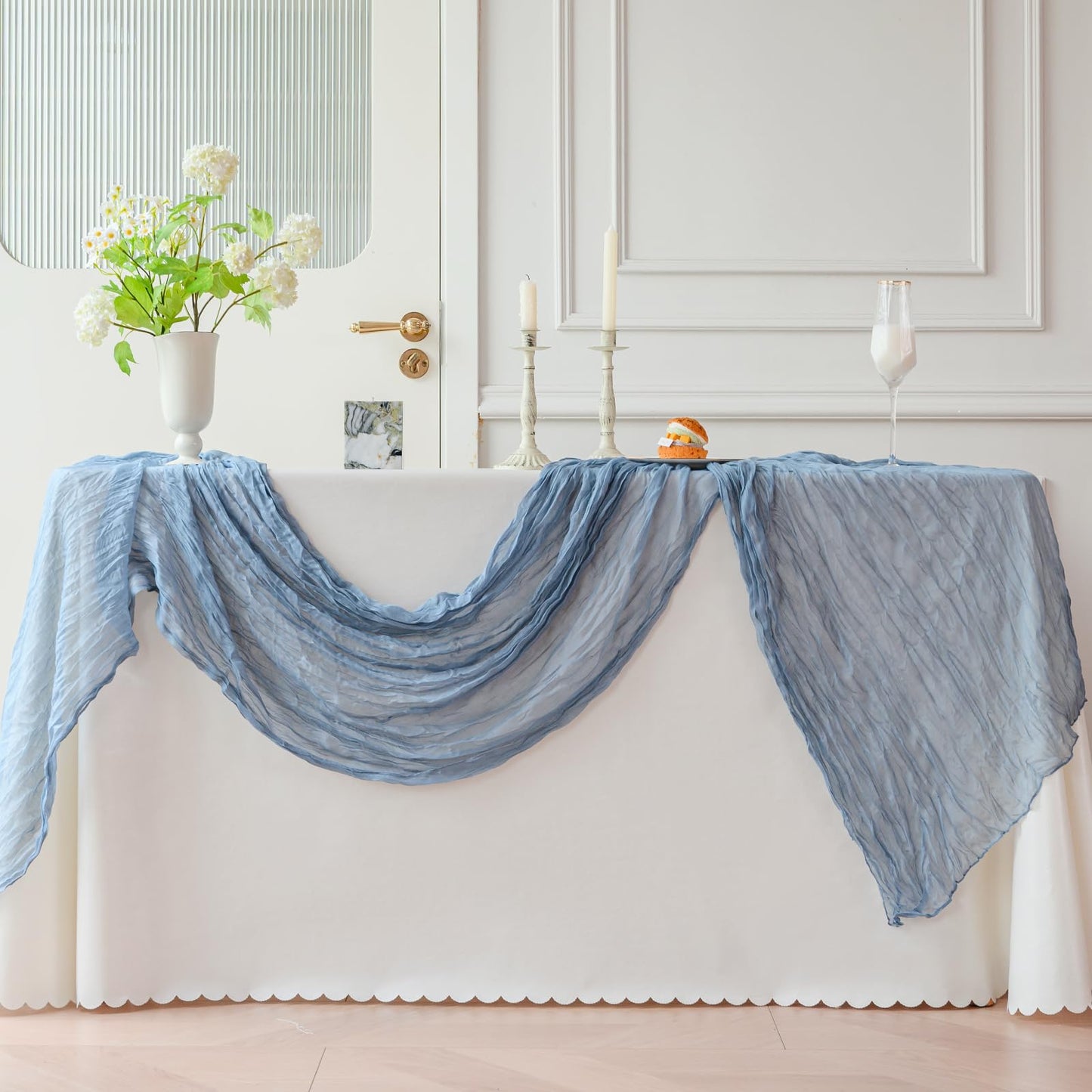 Light Pink Cheesecloth Table Runner 10ft Boho Rustic Gauze Cheese Cloth Spring Decor for Wedding Party Bridal Baby Shower Birthday Table Decorations