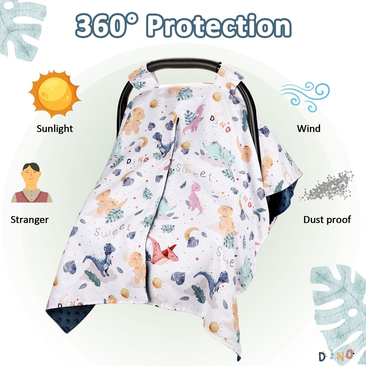 DILIMI Car Seat Cover Baby Girl, Minky Warm Winter Car Seat Covers for Babies, Peekaboo Opening Infant Car Seat Cover, Nursing Cover Carseat Canopy, Pink Flower