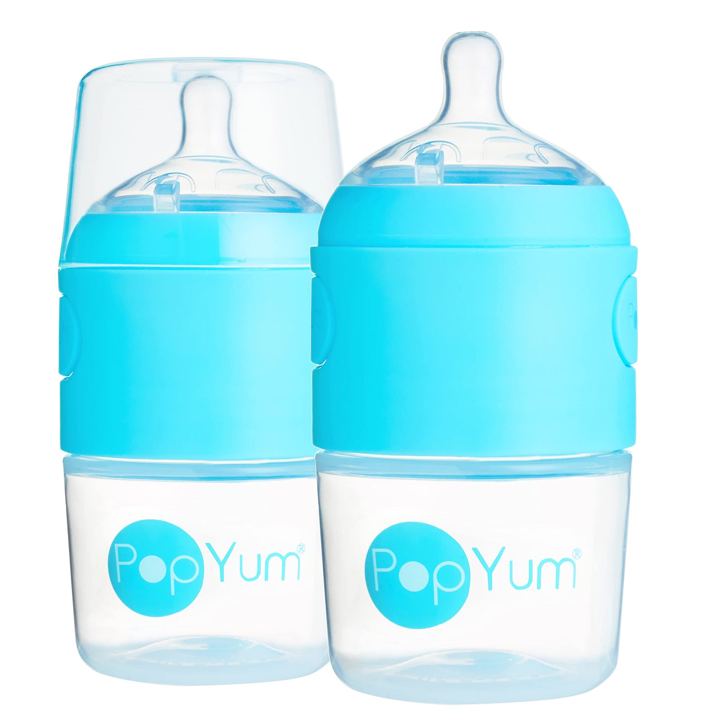 PopYum 9 oz Orange Anti-Colic Formula Making/Mixing/Dispenser Baby Bottle with #2 Medium Flow Nipple, 260 ml, BPA-Free, Natural Latch
