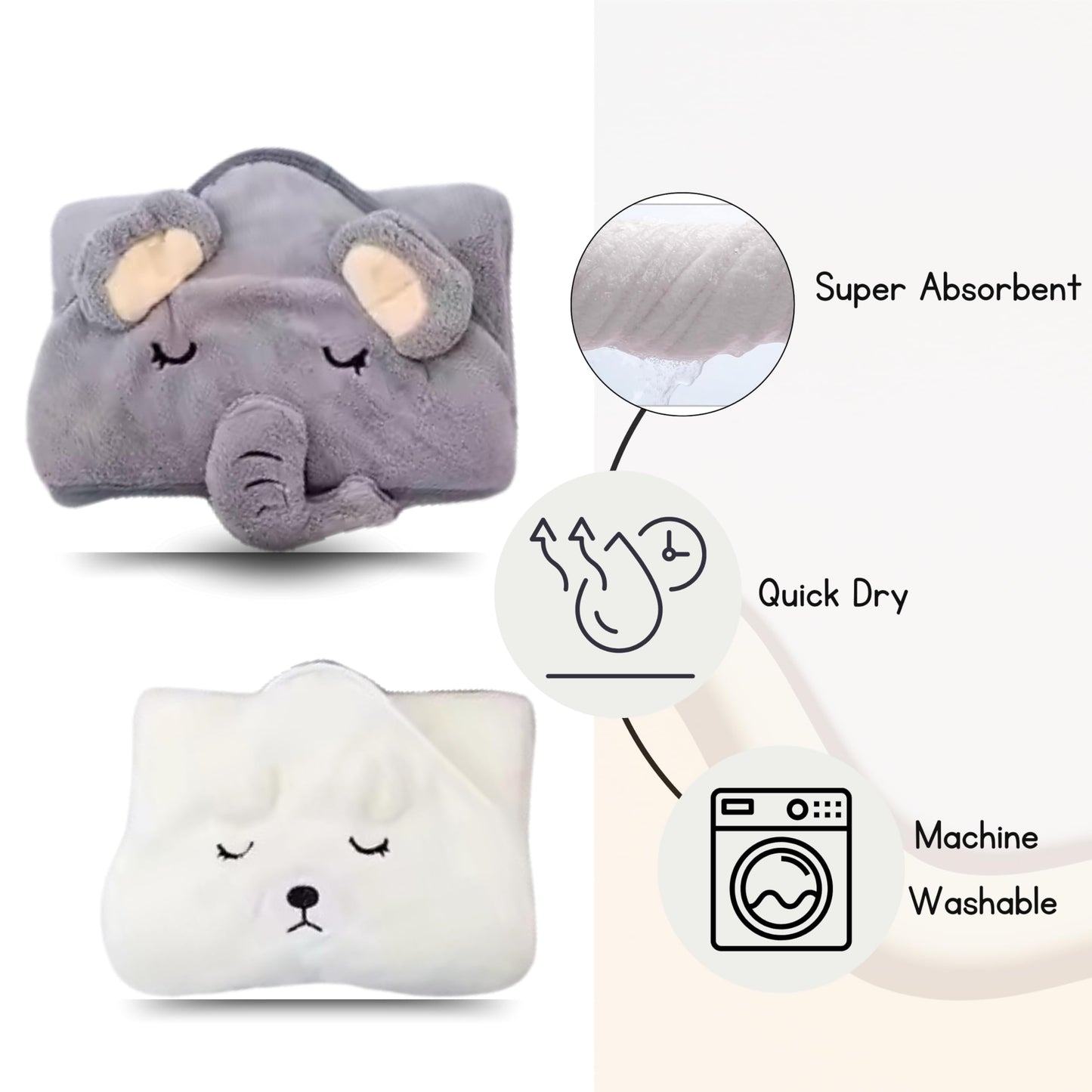 2 Pack Soft Baby Bath Towels with Cute Design. Absorbent Baby Towels for Newborn Gift Set of Hooded Towels for Baby Boys Girls and Neutral (Pink)