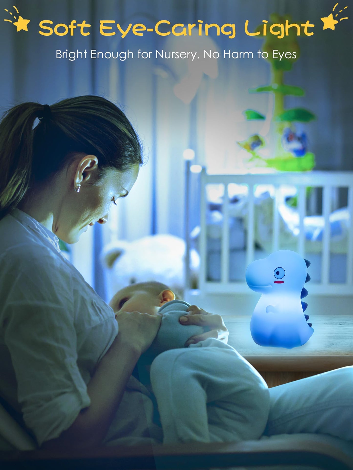 VSATEN Cute Dinosaur Night Light with 7 Color Changing, Touch Lamp Silicone Baby Night Light, Rechargeable Bedside Nursery Lamp for Breastfeeding, Gift for Boys & Girls, Pink